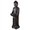 19.5" Dark Brown Standing Buddha with Lotus Outdoor Garden Statue
